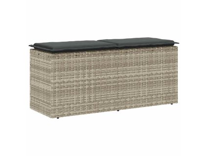 Zahradní lavice s polštářem světle šedá 110x40x44 cm Poly ratan 4104150