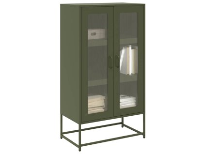 Skříň highboard olivově zelená 68x39x123 cm ocel 853360
