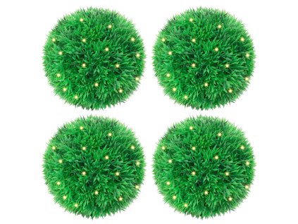 Umělé buxus koule s LED světly 4 ks zelené 12 cm 3335904