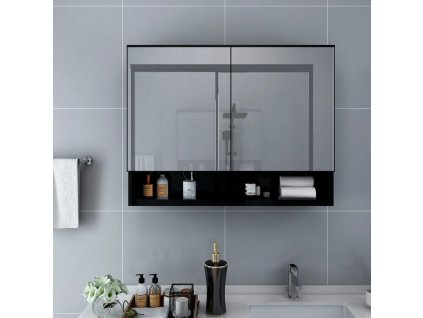 LED koupelnová zrcadlová skříňka černá 80 x 15 x 60 cm MDF 323605