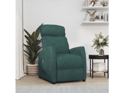 Zvedací křeslo tmavě zelené textil 329611