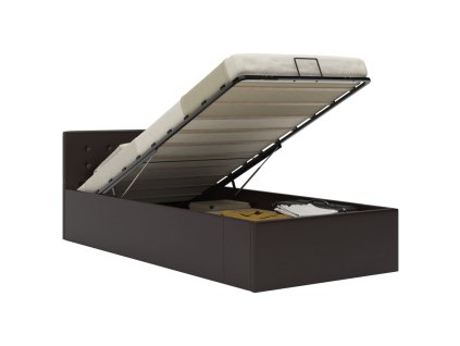 Rám postele zvedací úložný prostor šedý umělá kůže 90 x 200 cm 285522