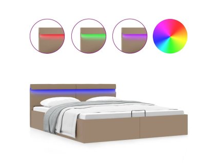 Rám postele LED úložný prostor cappuccino umělá kůže 160x200 cm 285562