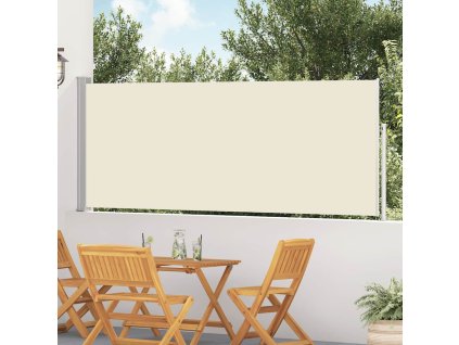 Zatahovací boční markýza/zástěna na terasu 120 x 500 cm krémová 48389