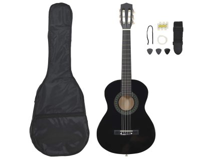 8dílný set klasická kytara pro začátečníky černá 1/2 34'' 70127