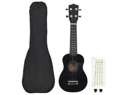 Set soprano ukulele s obalem pro děti černé 23" 70152