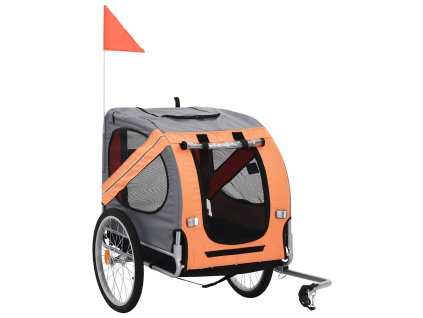 Vozík za kolo pro psa oranžový a šedý 91764