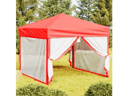 Skládací party stan s bočními stěnami červený 3 x 3 m 93534