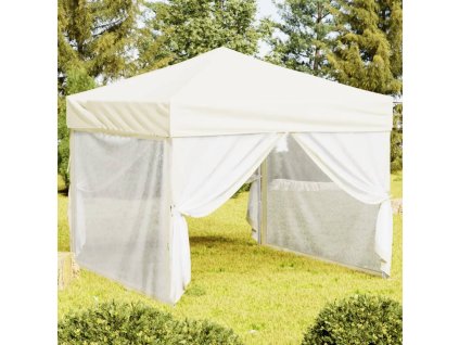 Skládací party stan s bočními stěnami krémový 3 x 3 m 93529