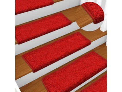 Kobercové nášlapy na schody 15 ks 65x21x4 cm červené 134582