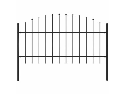 Zahradní plot s kopím nahoře ocelový 181 x 125 cm černý 144942