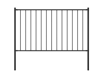 Plotový panel se sloupky, práškově lakovaná ocel 1,81 x 0,75 m, černý 145209