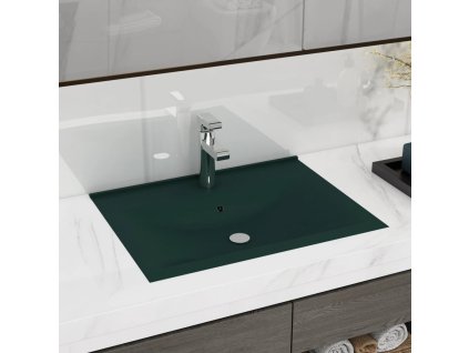 Luxusní umyvadlo otvor na baterii tmavě zelené 60x46cm keramika 147025