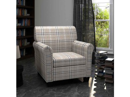 Křeslo s poduškou krémové textil 240978
