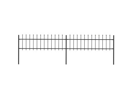 Zahradní plot s kopím nahoře ocelový 359 x 60 cm černý 277594