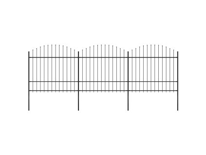 Zahradní plot s kopím nahoře ocelový 537 x 175 cm černý 277741