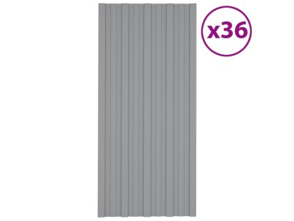 Střešní panely 36 ks pozinkovaná ocel šedé 100 x 45 cm 317214