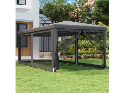 Party stan se 6 síťovanými bočnicemi antracitový 3 x 6 m HDPE 319239