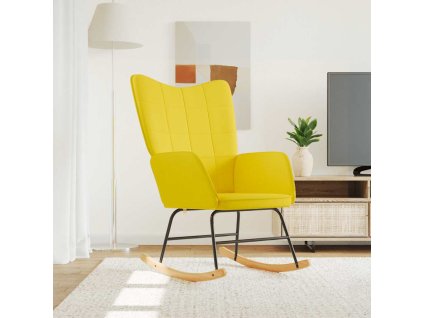 Houpací křeslo hořčicově žluté textil 328014