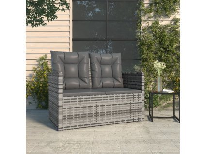 Zahradní lavice s poduškami šedá 105 cm polyratan 362319
