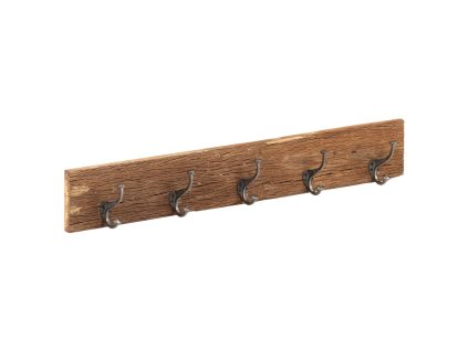 Věšák do předsíně s 5 háčky 100 x 2,5 x 15 cm recyklovaný masiv 321950