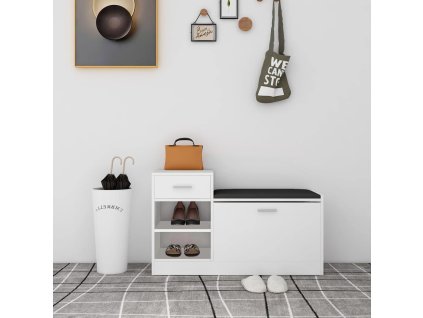 Lavice s botníkem bílá 94,5 x 31 x 57 cm kompozitní dřevo 326741
