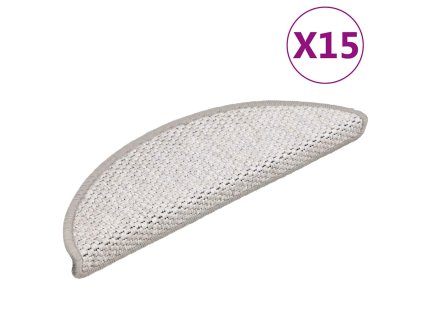 Samolepicí nášlapy na schody sisal 15 ks 56 x 17 x 3 cm platina 326858