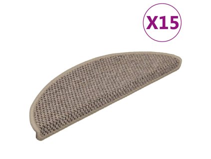 Samolepící nášlapy na schody vzhled sisal 15 ks 56x17x3 cm 326866