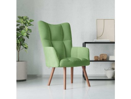 Relaxační křeslo světle zelené samet 328054