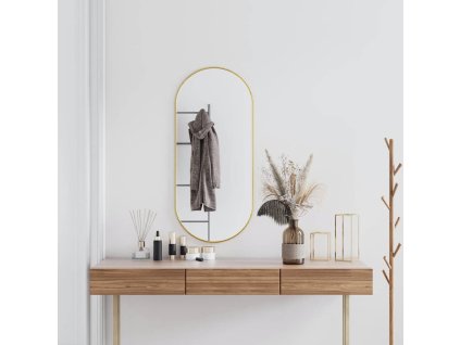 Nástěnné zrcadlo zlaté 100x45 cm oválné 348201