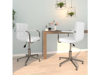 Otočné jídelní židle 2 ks bílé umělá kůže 334759