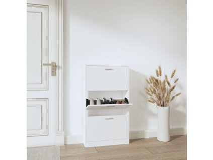 Botník bílý 59x17x108 cm kompozitní dřevo 342526