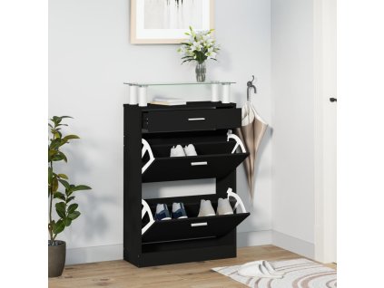 Botník černý 63 x 24 x 104 cm kompozitní dřevo 342564