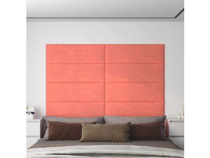 Nástěnné panely 12 ks růžové 90 x 30 cm samet 3,24 m² 343922