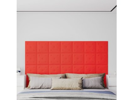Nástěnné panely 12 ks červené 30 x 30 cm umělá kůže 1,08 m² 343976