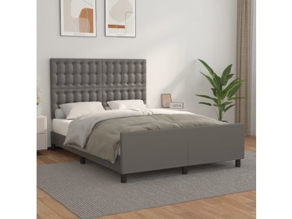 Rám postele s čelem šedý 140x200 cm umělá kůže 3125577