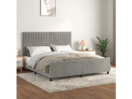 Rám postele bez matrace světle šedý 160 x 200 cm samet 3125885