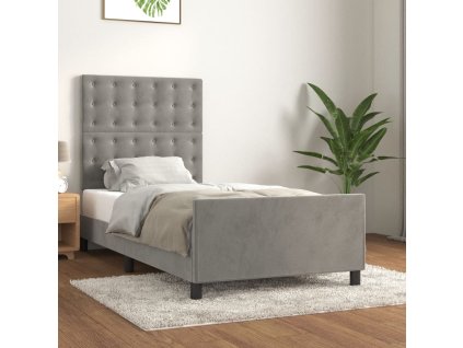 Rám postele bez matrace světle šedý 90 x 200 cm samet 3125977