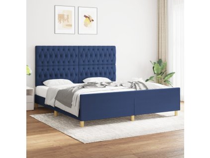 Rám postele s čelem modrý 180x200 cm textil 3125322