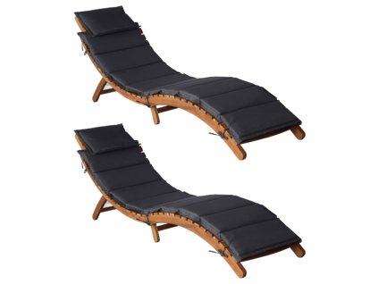 Zahradní lehátka s poduškami 2 ks tmavě šedá masivní akácie 3155472