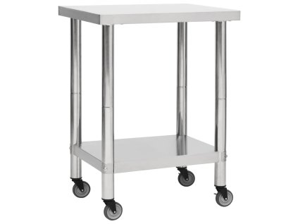 Kuchyňský pracovní stůl s kolečky 80 x 30 x 85 cm nerezová ocel 51634