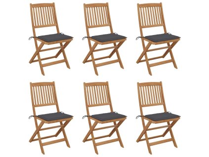 Skládací zahradní židle s poduškami 6 ks masivní akácie 3074994