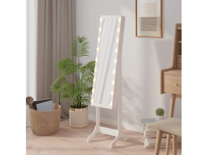 Volně stojící zrcadlo s LED bílé 34 x 37 x 146 cm 351766