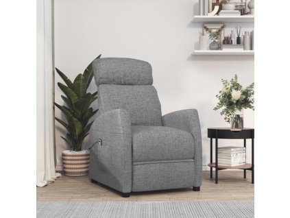 Zvedací křeslo světle šedé textil 329605