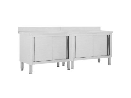 Pracovní stoly s posuvnými dvířky 2 ks 240x50x(95–97) cm nerez 3055903