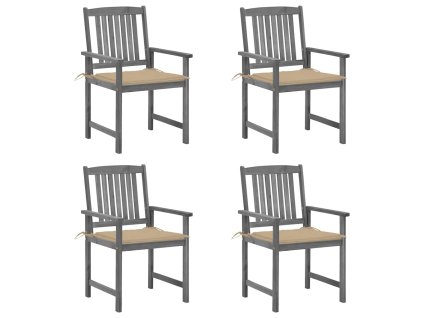 Režisérská křesla s poduškami 4 ks šedá masivní akáciové dřevo 3061228