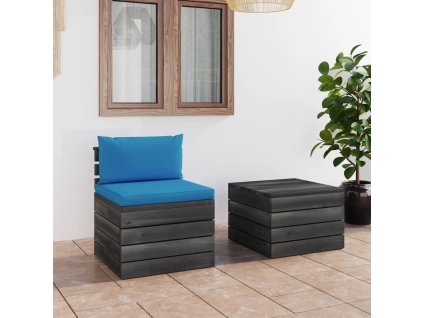 2dílná zahradní sedací souprava z palet + podušky borové dřevo 3061663