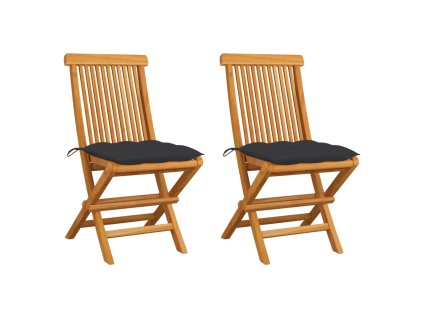 Zahradní židle s antracitovými poduškami 2 ks masivní teak 3062475