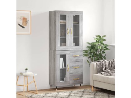 Skříň highboard šedá sonoma 69,5 x 34 x 180 cm kompozitní dřevo 3198583