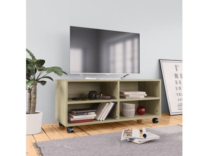 TV stolek s kolečky dub sonoma 90 x 35 x 35 cm kompozitní dřevo 800183